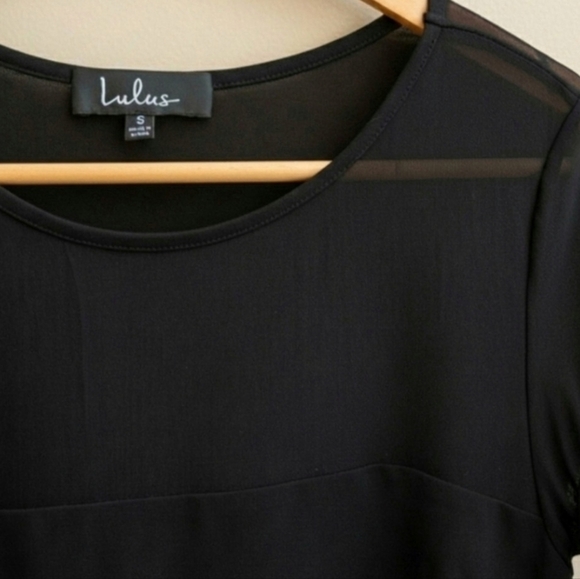 Lulus Iced Latte Black Tassel Sleeve Sheer Mini Dress Small - Picture 6 of 6